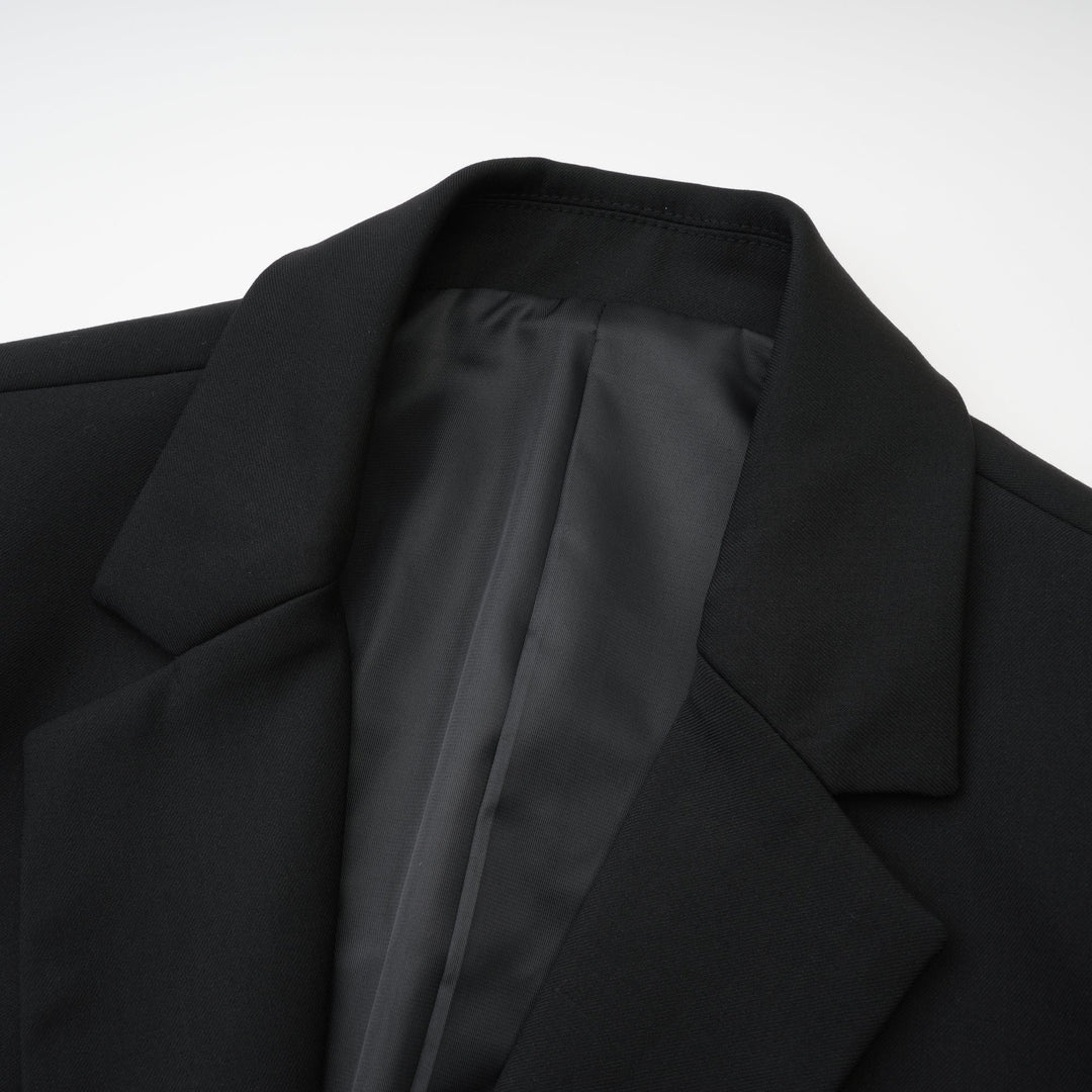 Renée Siyah Bol Kesim Tek Düğmeli Yün Blazer