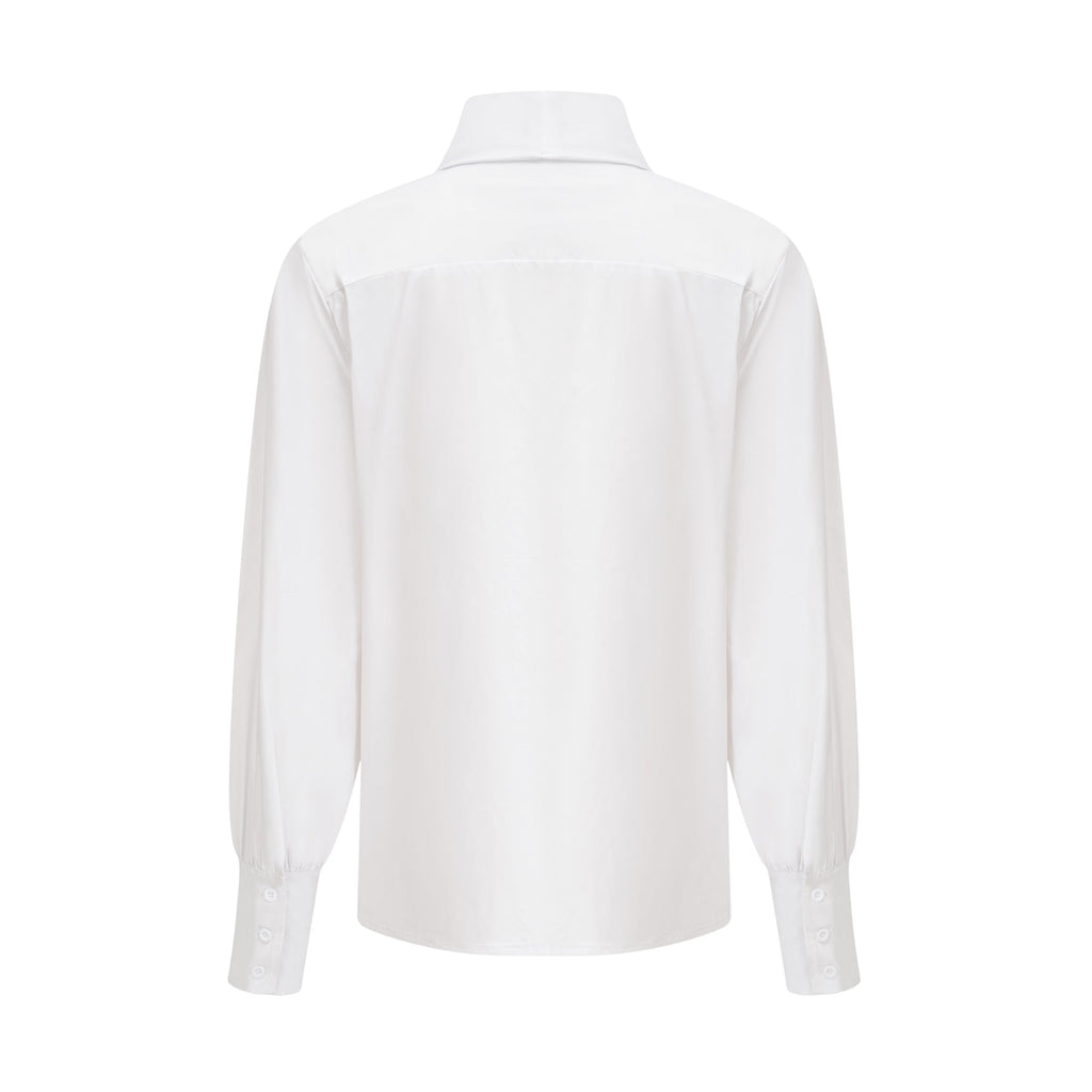 Solène Beyaz Önden Bağlamalı Pamuklu Gömlek