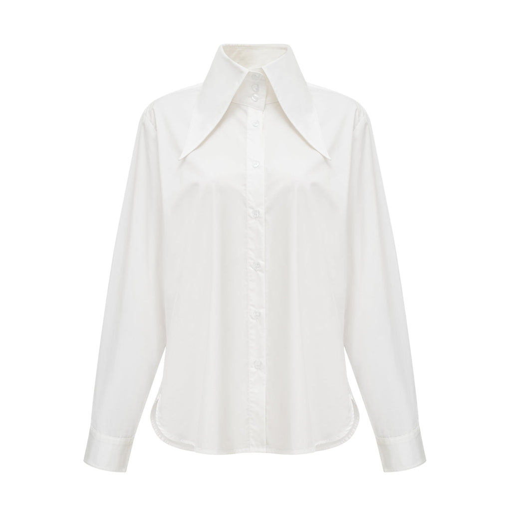 Solène Beyaz Sivri Yakalı Gömlek