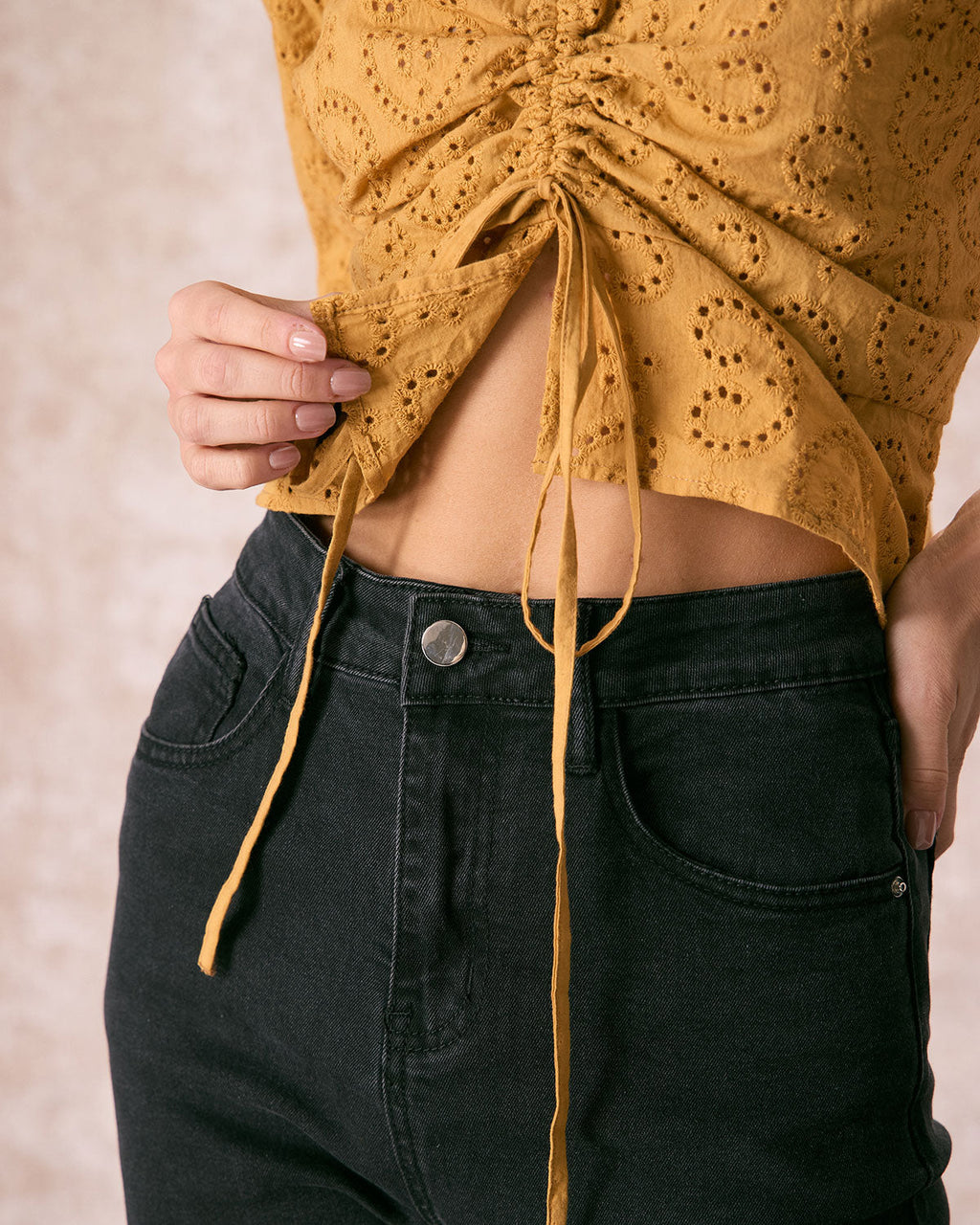 Siyah Yüksek Bel Düz Kesim Kot Pantolon