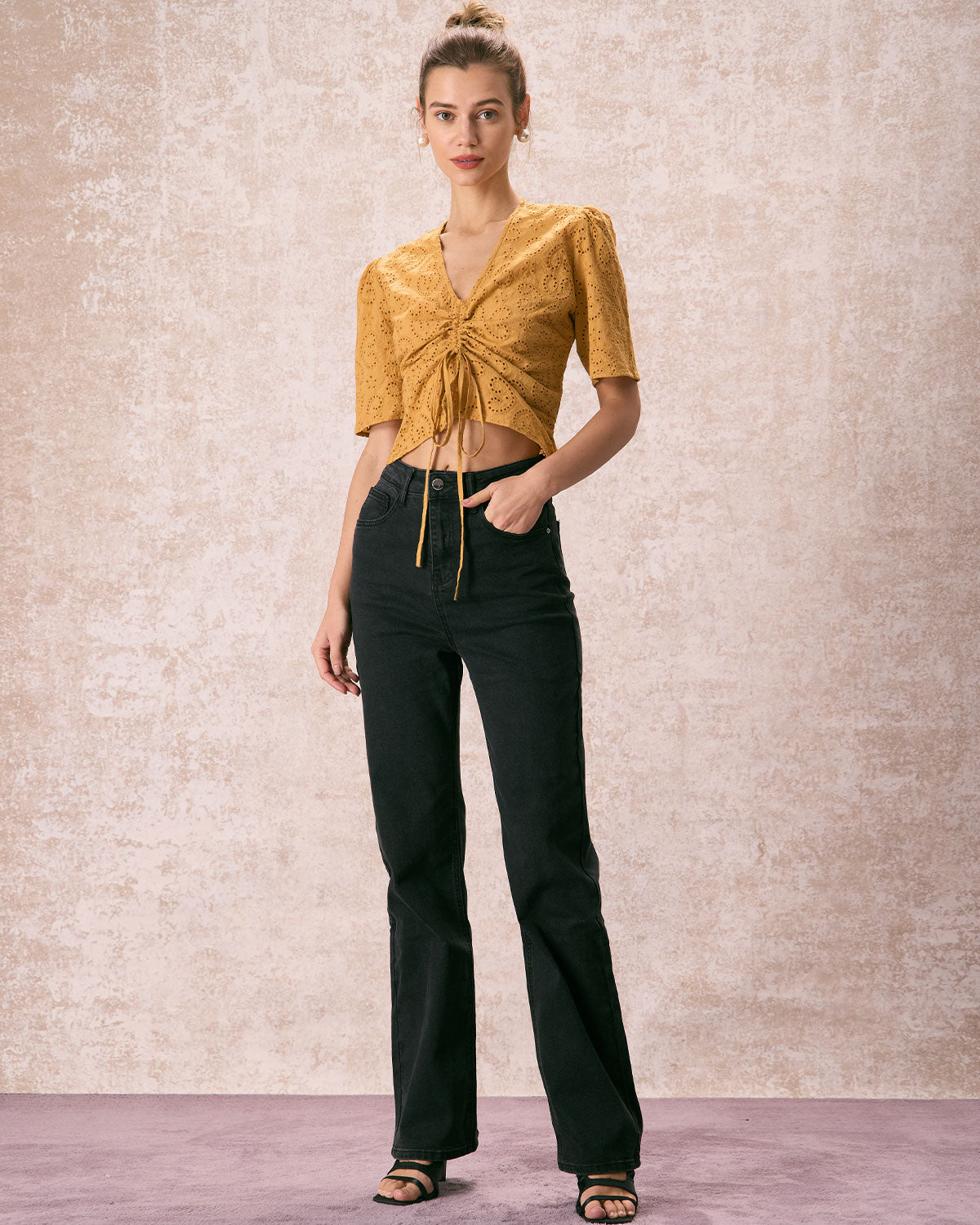 Siyah Yüksek Bel Düz Kesim Kot Pantolon