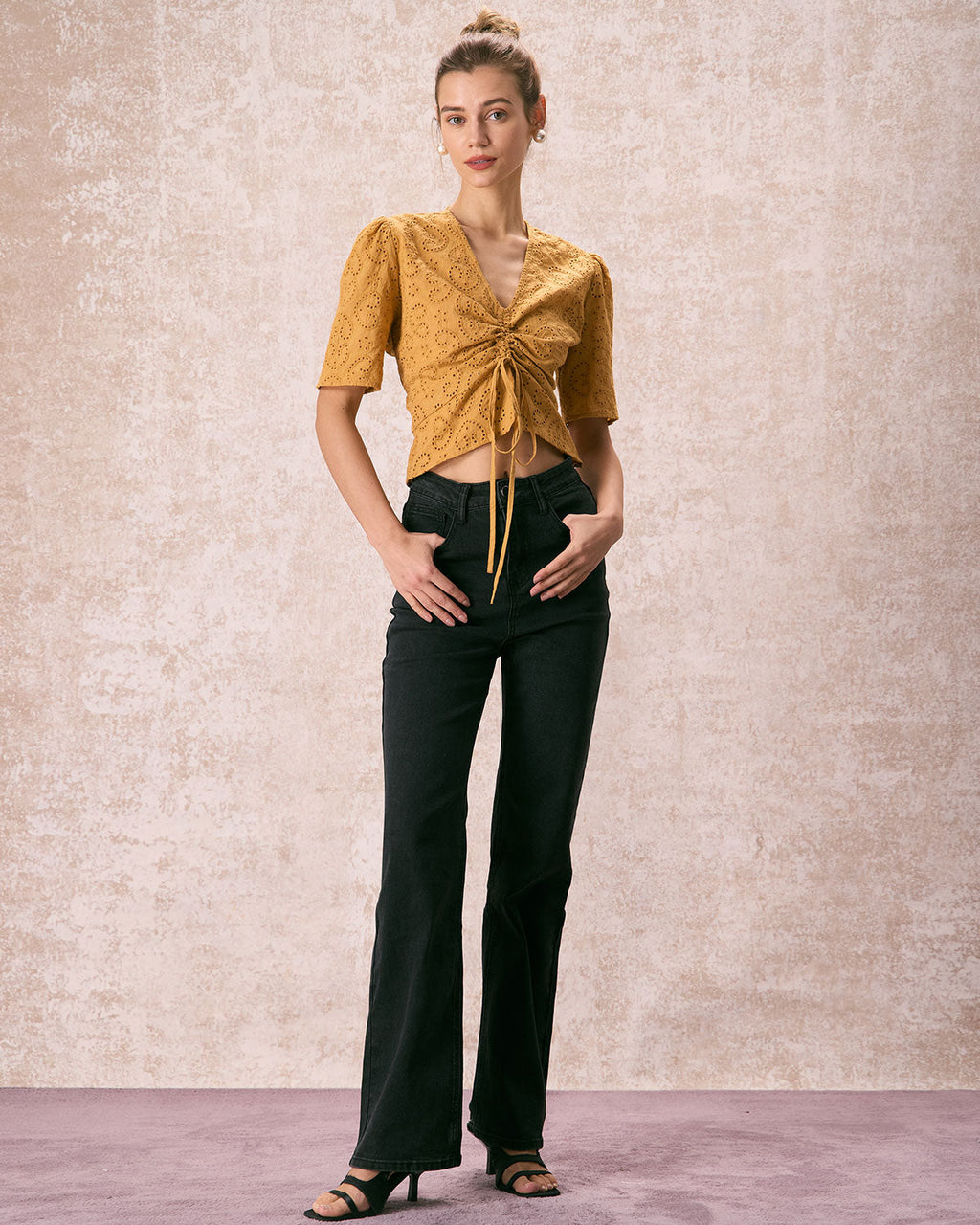 Siyah Yüksek Bel Düz Kesim Kot Pantolon