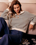 Renkli Yaka Detaylı Dalgalı Çizgili Sweatshirt