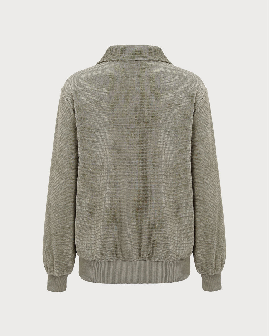 Yeşil Yarım Fermuarlı Düşük Omuzlu Sweatshirt