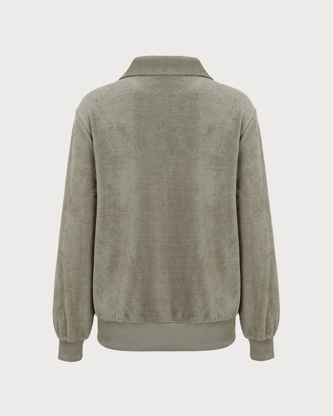 Yeşil Yarım Fermuarlı Düşük Omuzlu Sweatshirt