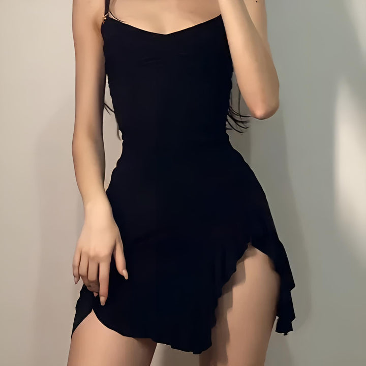 Swan Yırtmaç Detay Mini Elbise