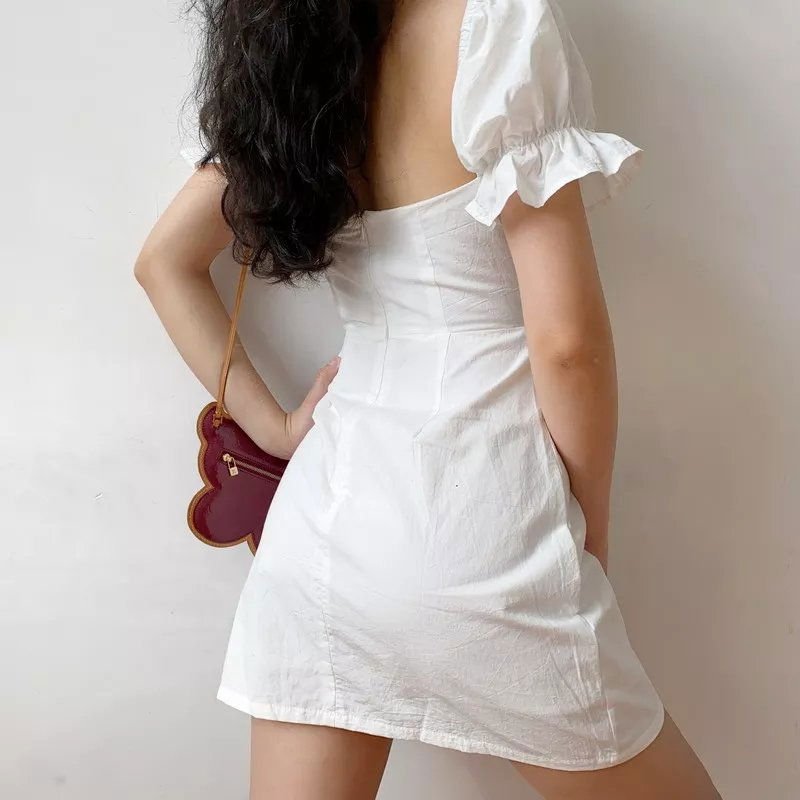 Karpuz Kol Göğüs Detaylı Mini Elbise