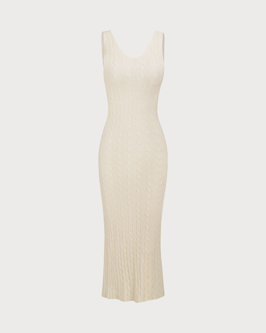 Bej Fitilli Örgü Bodycon Kazak Elbise