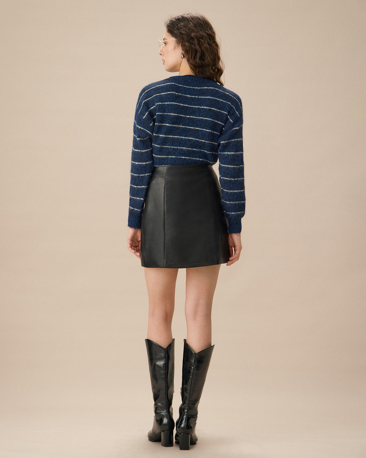 Mavi Çizgili Düşük Omuzlu Hırka