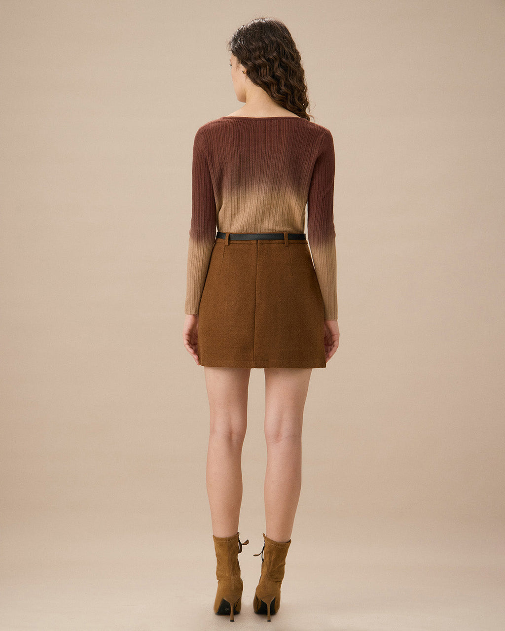 Kiremit Kırmızı Tie Dye Yuvarlak Yaka Hırka