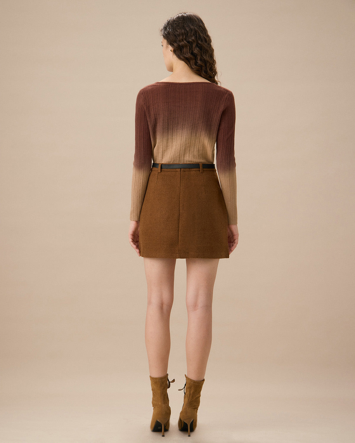 Kiremit Kırmızı Tie Dye Yuvarlak Yaka Hırka