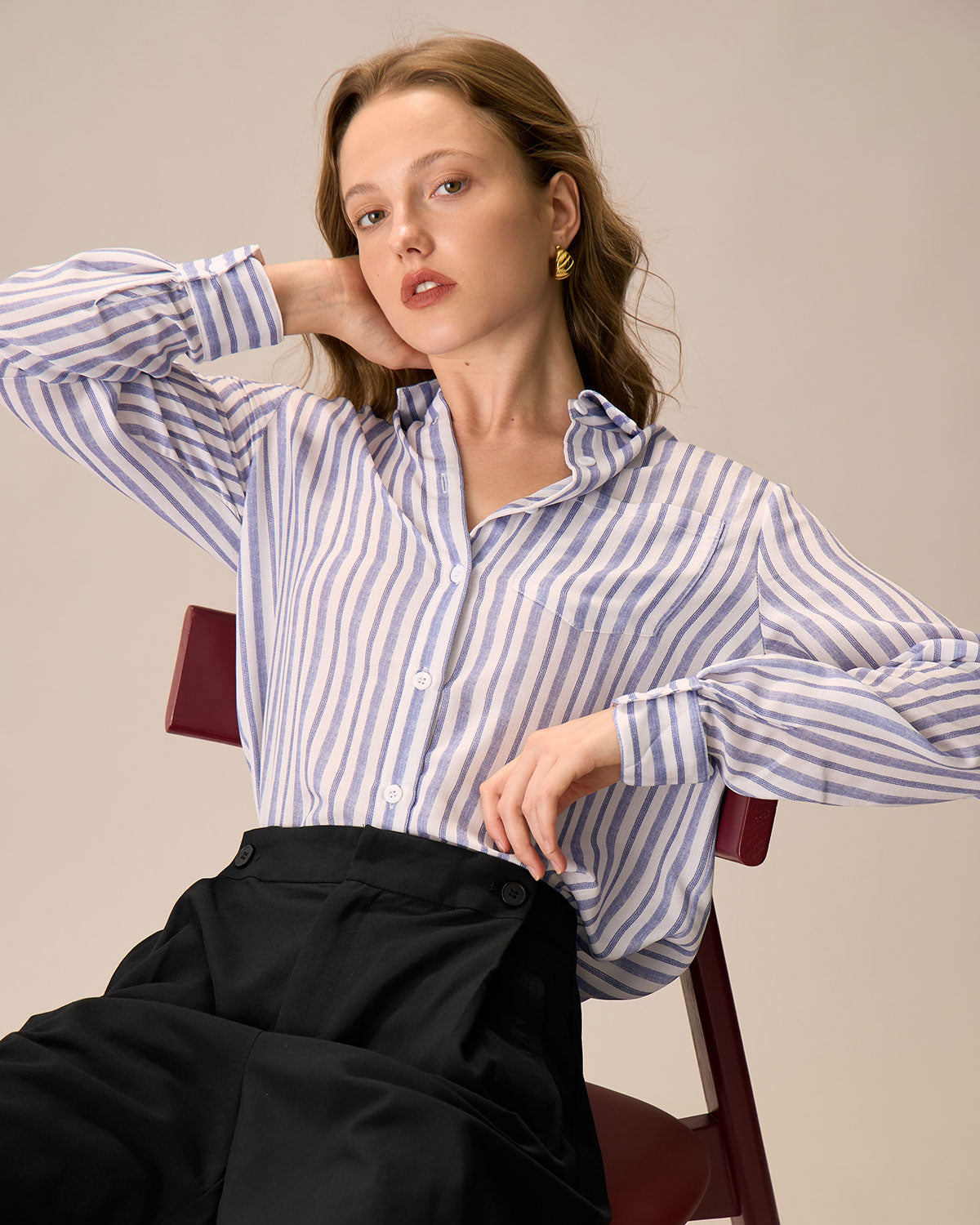 Siyah Lastikli Bel Cepli Düz Paça Pantolon