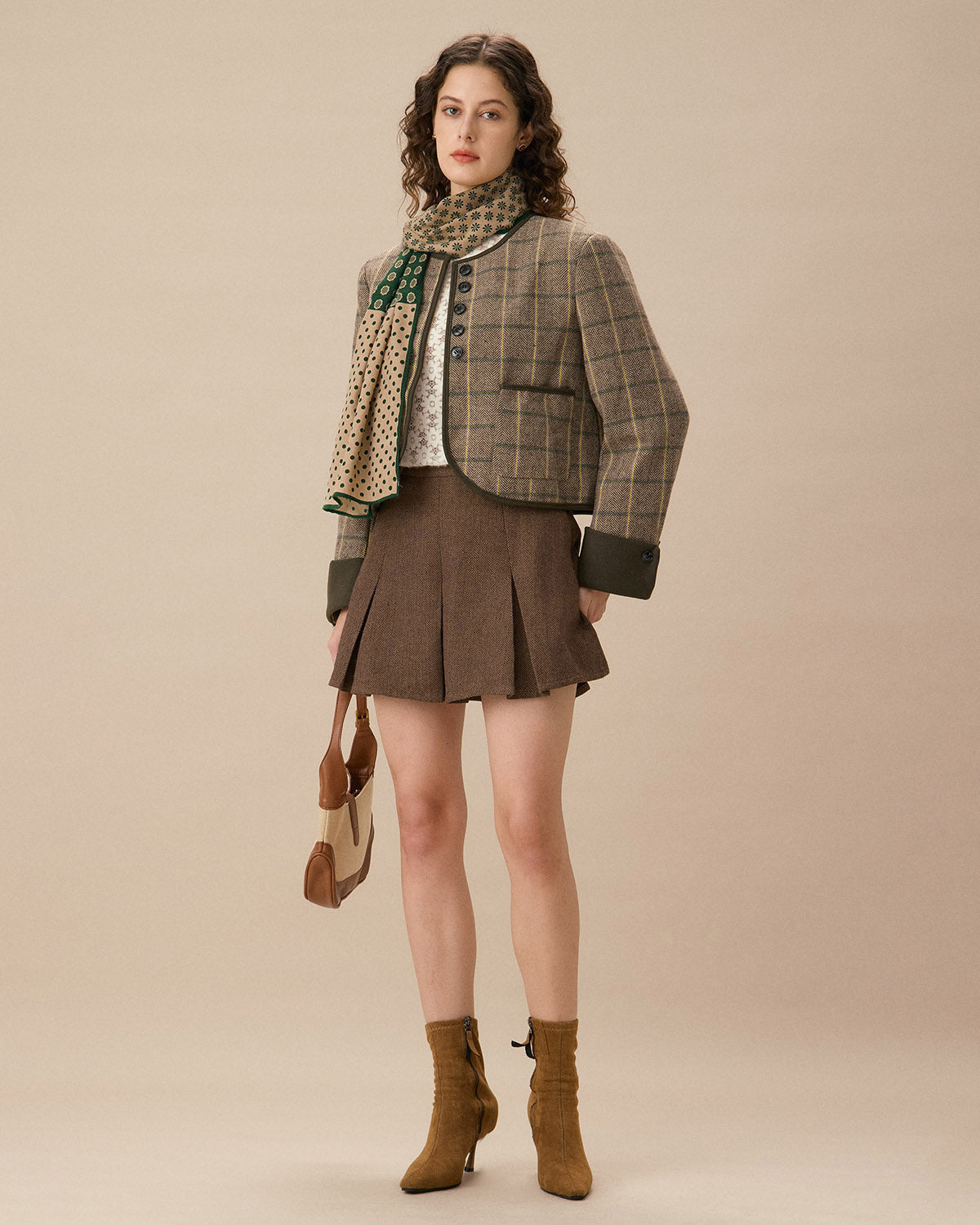 Yeşil Puantiye Desenli Şal